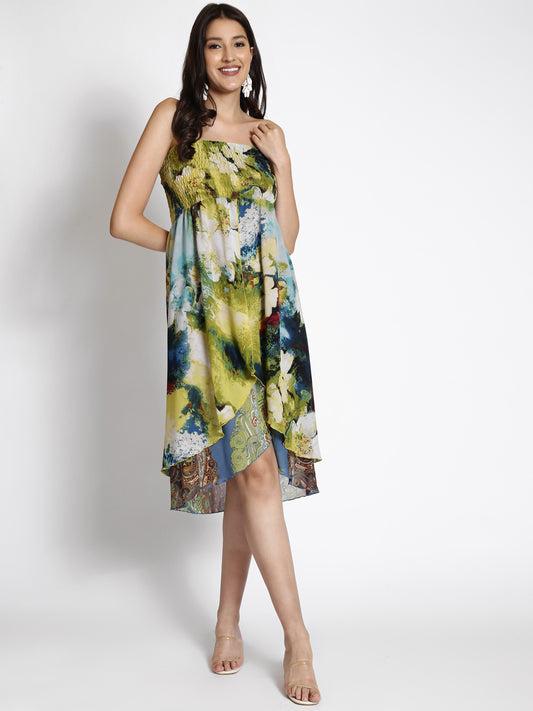 abstract-printed-strapless-smocked-a-line-dress