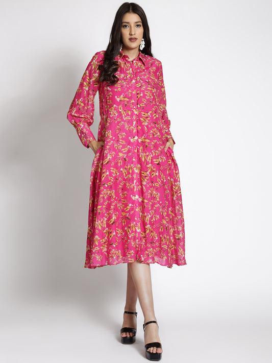 floral-print-georgette-shirt-midi-dress