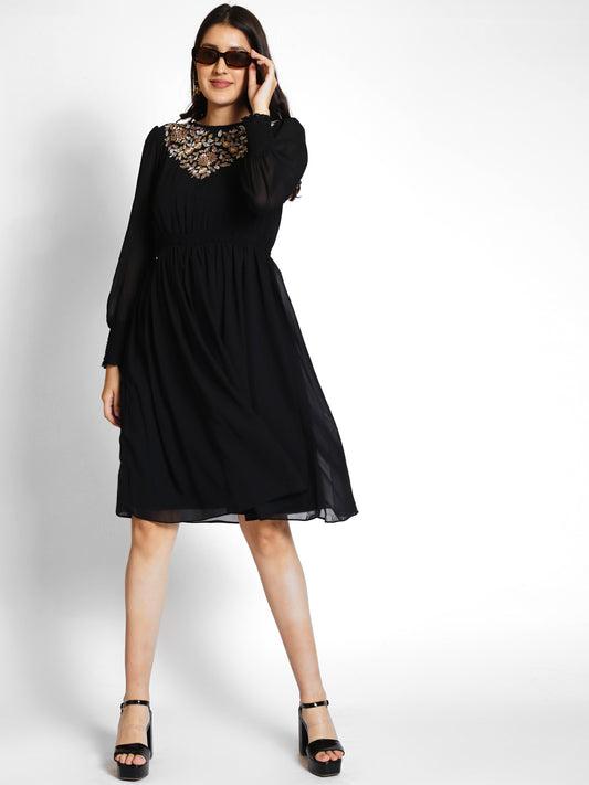 puff-sleeves-embroidered-fit-&-flare-dress
