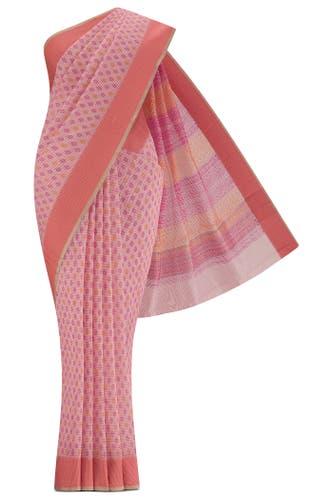Pink Blended Printed Cotton Saree