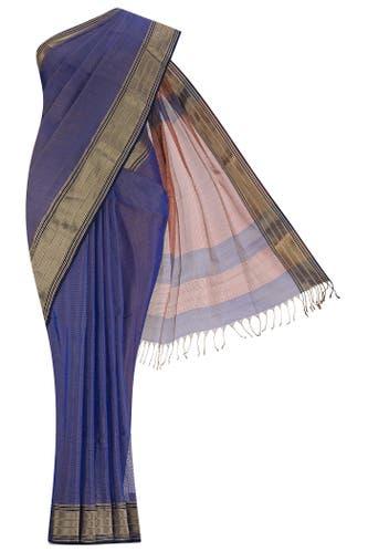 Blue Maheshwari Silk Cotton Saree