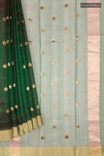 green-with-maroon-dual-tone-chanderi-silk-cotton-saree
