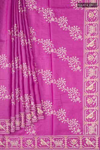 Pink Bhagalpuri Tussar Silk Saree