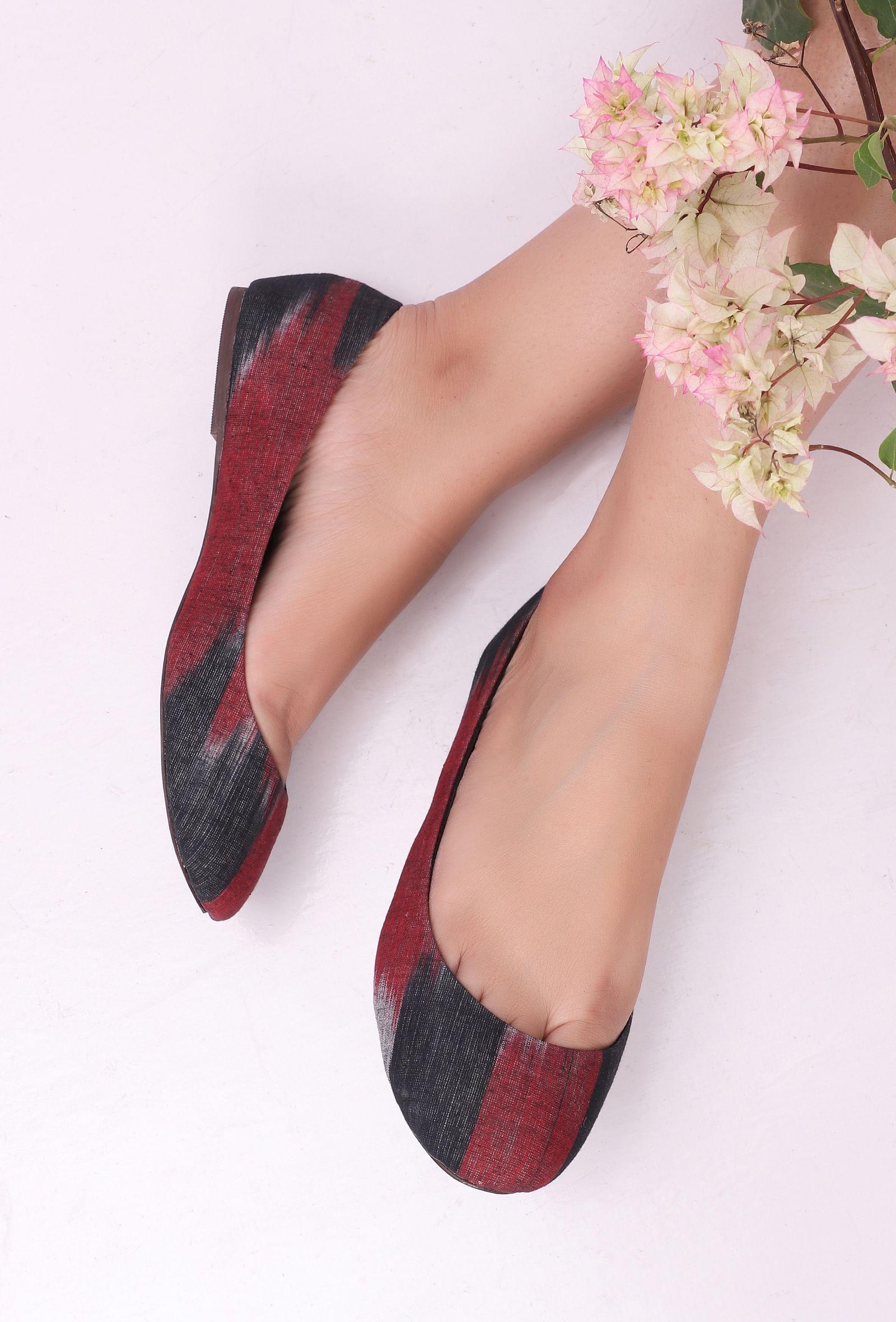 red-and-black-ikat-cruelty-free-leather-flat-ballerinas