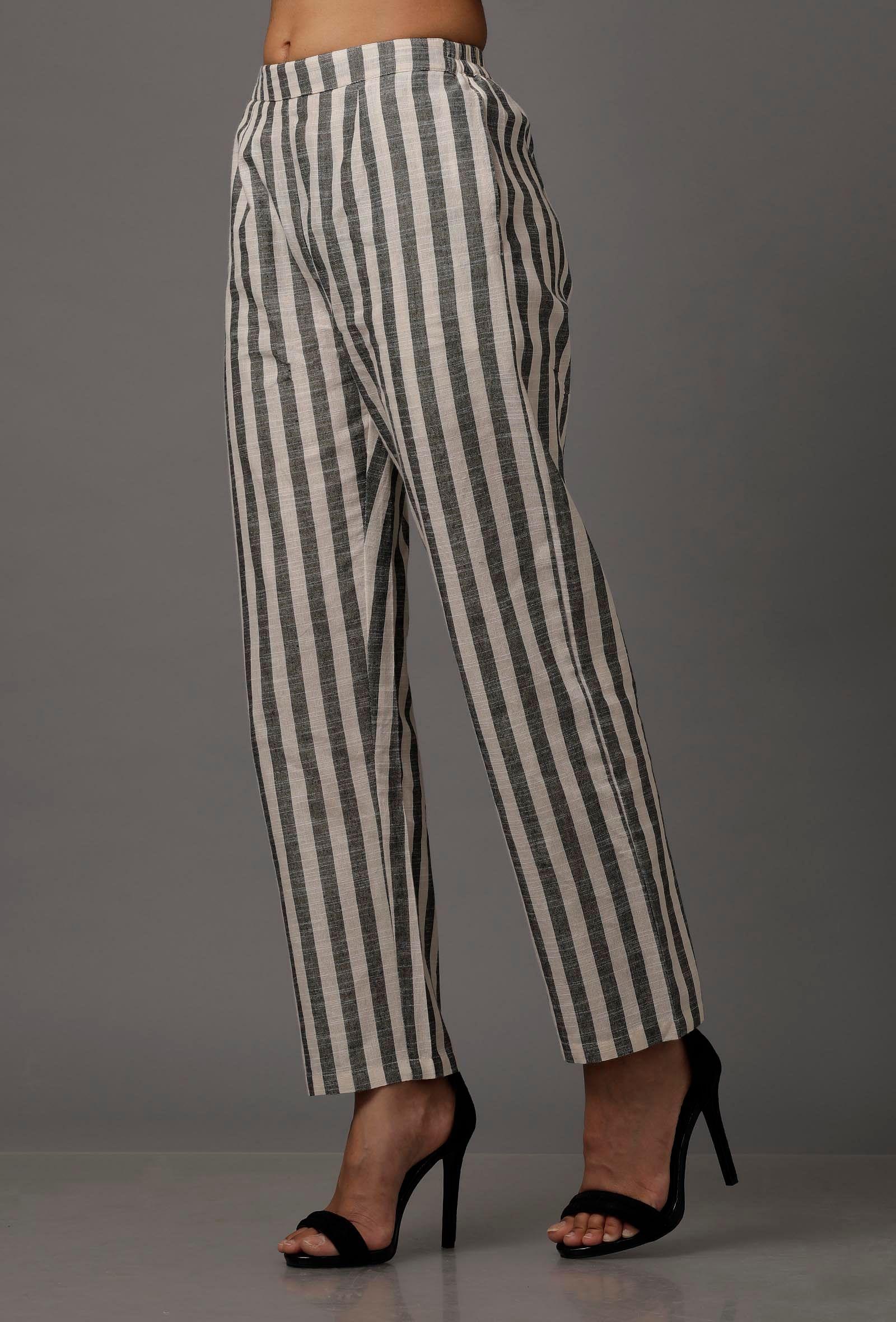 black-and-white-stripes-pure-woven-cotton-pants