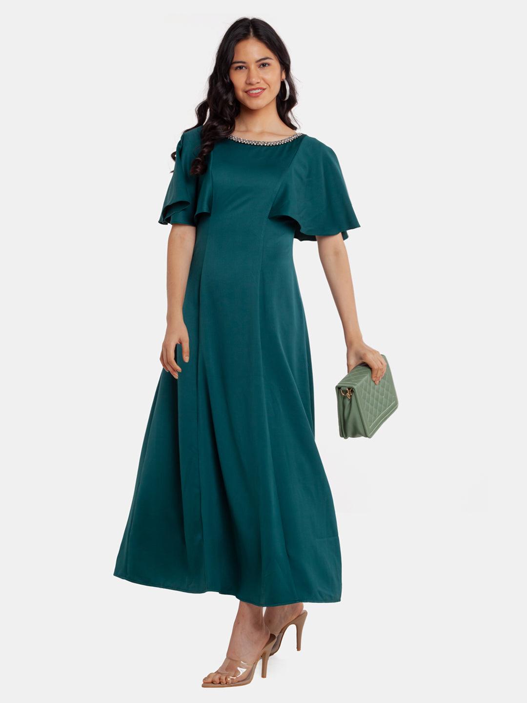 green-embellished-flared-sleeve-maxi-dress-for-women