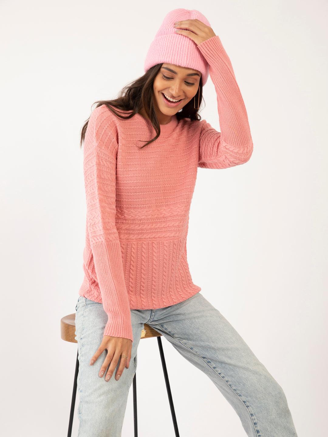 peach-solid-sweater-for-women