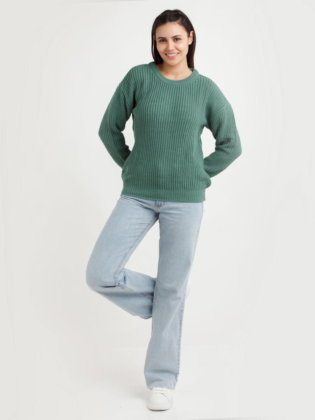 green-solid-sweater-for-women