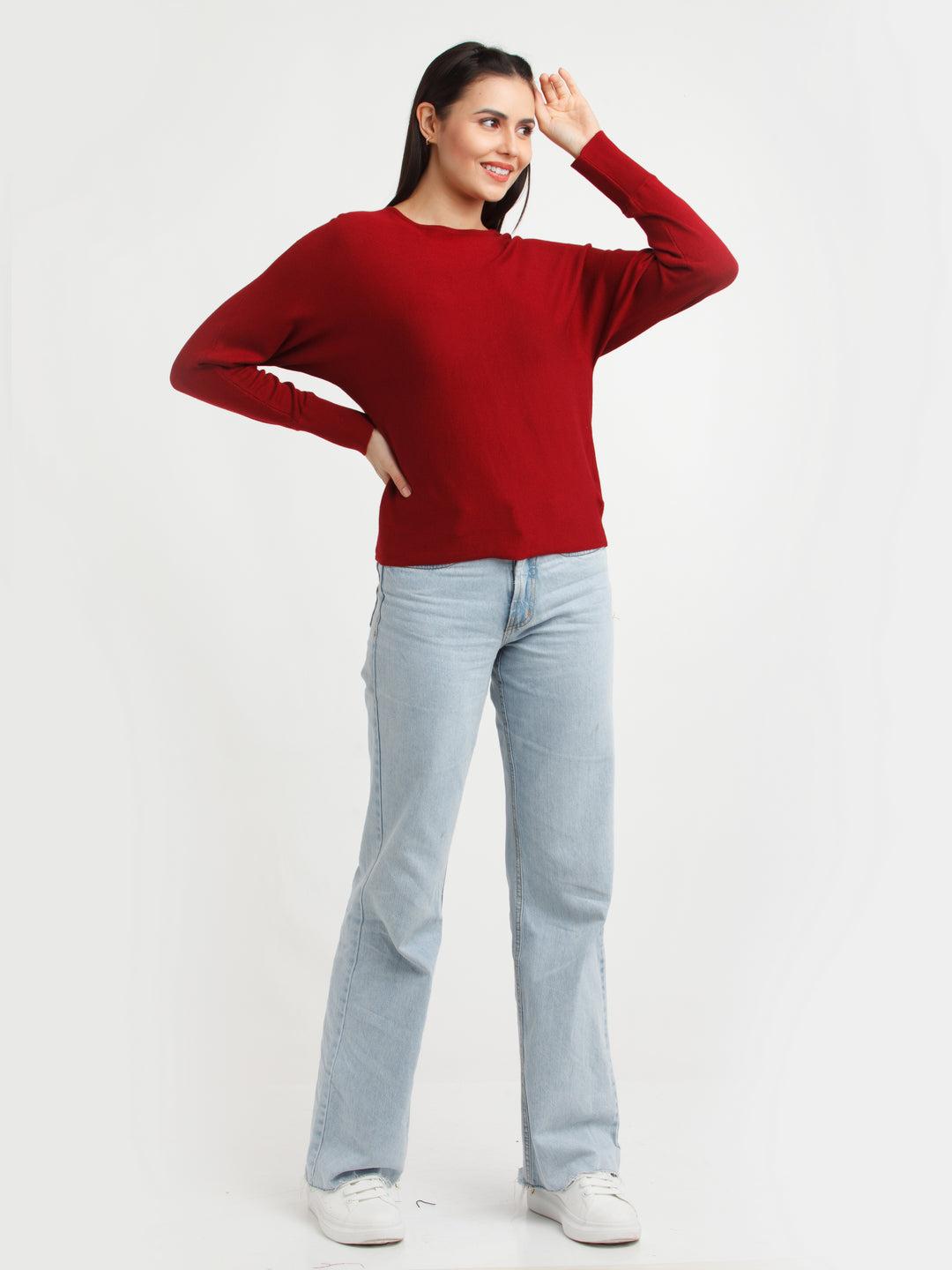 maroon-solid-sweater-for-women