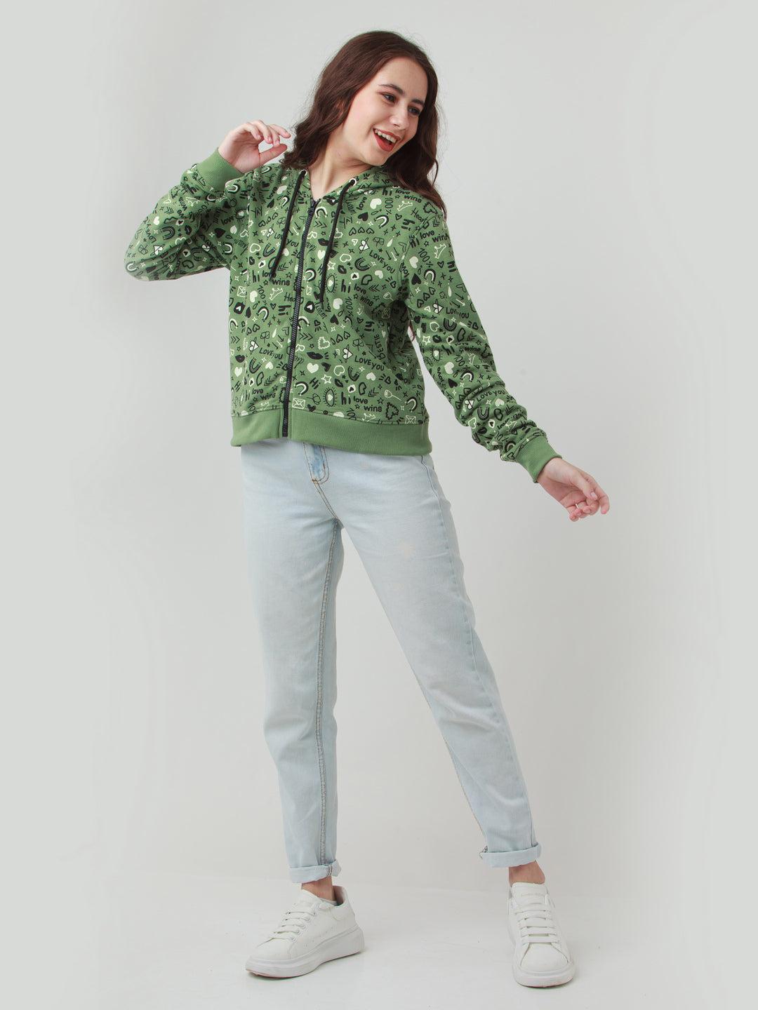 green-printed-hoodie-sweatshirt-for-women