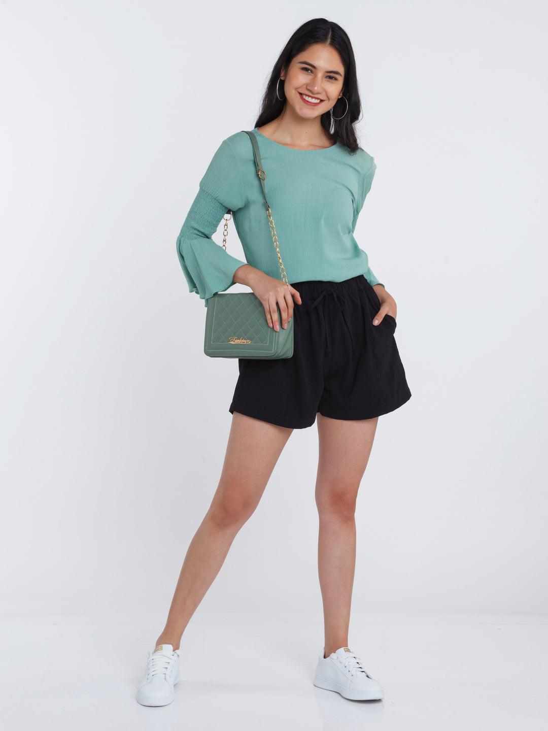 mint-solid-flared-sleeve-top-for-women