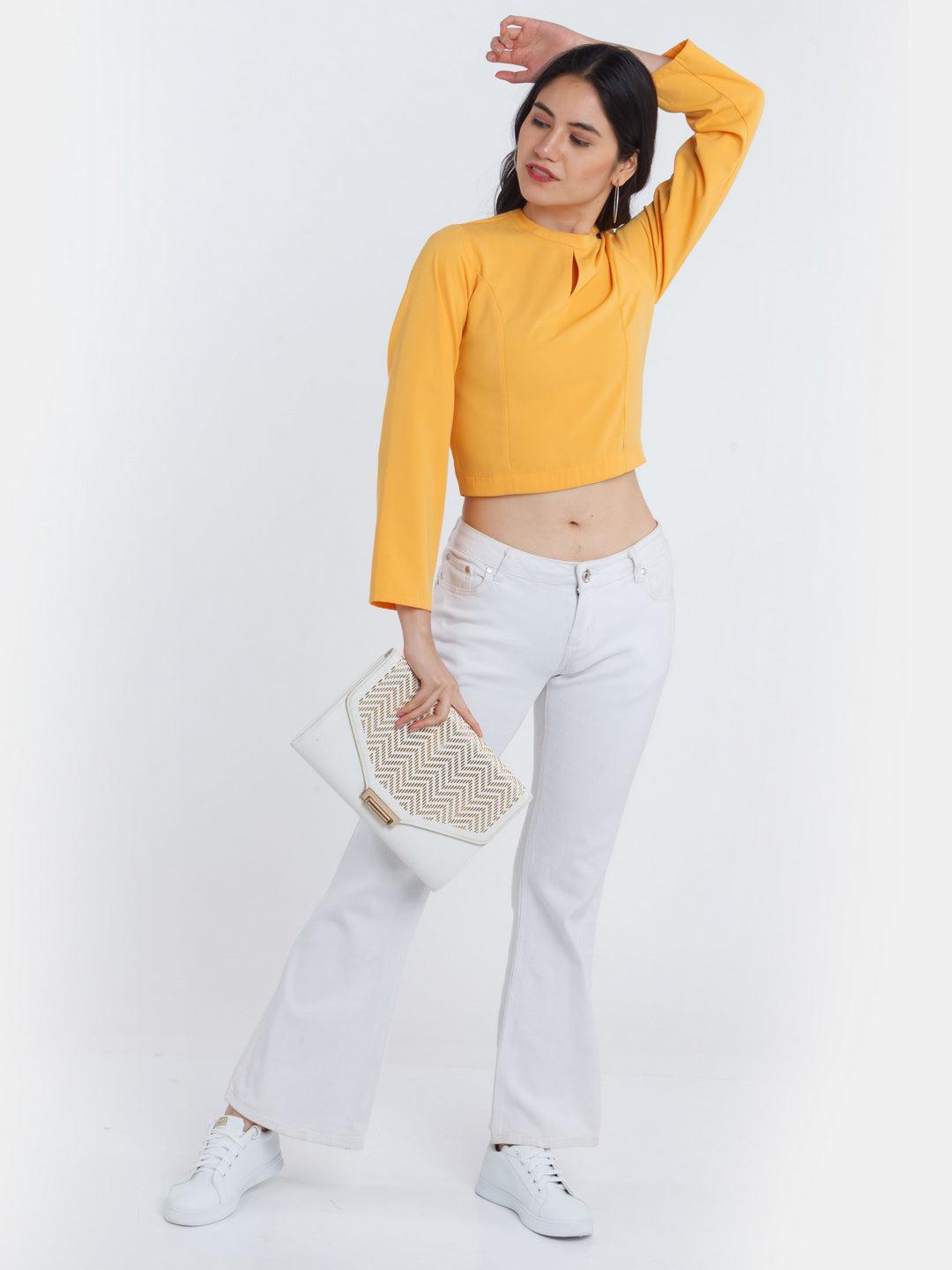 yellow-solid-straight-top-for-women
