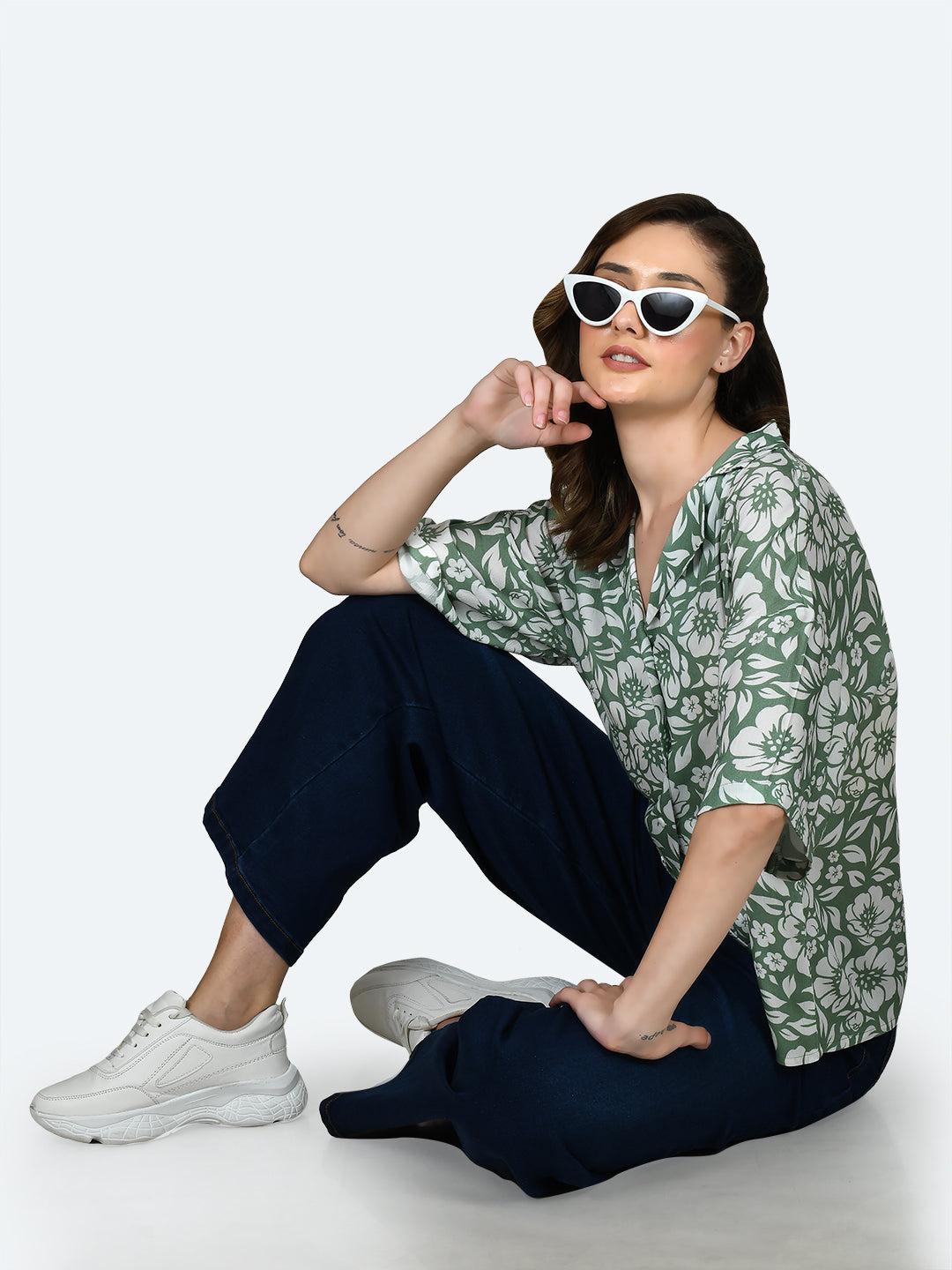 green-printed-oversized-shirt-for-women